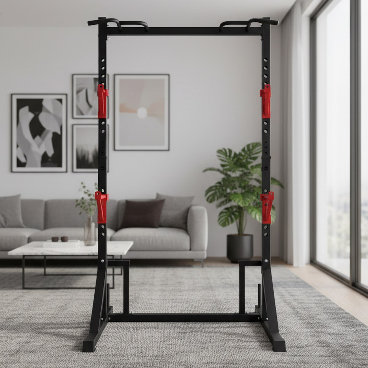 Home Gym Equipment - Verstellbares Power Rack mit Klimmzugstange, Home-Gym-Kniebeugengestell,
