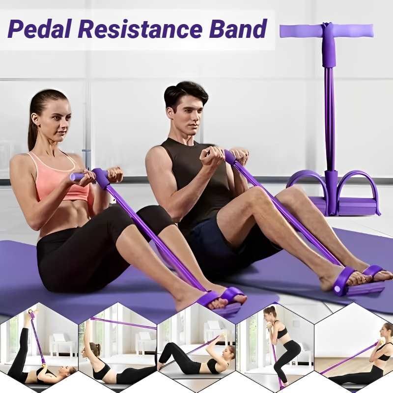 Home Gym Used - 4-Widerstands-Elastik-Zugseil-Trainingsgerät, Bauchmuskel-Widerstandsband, für Heimfitness, Übungstraining und
