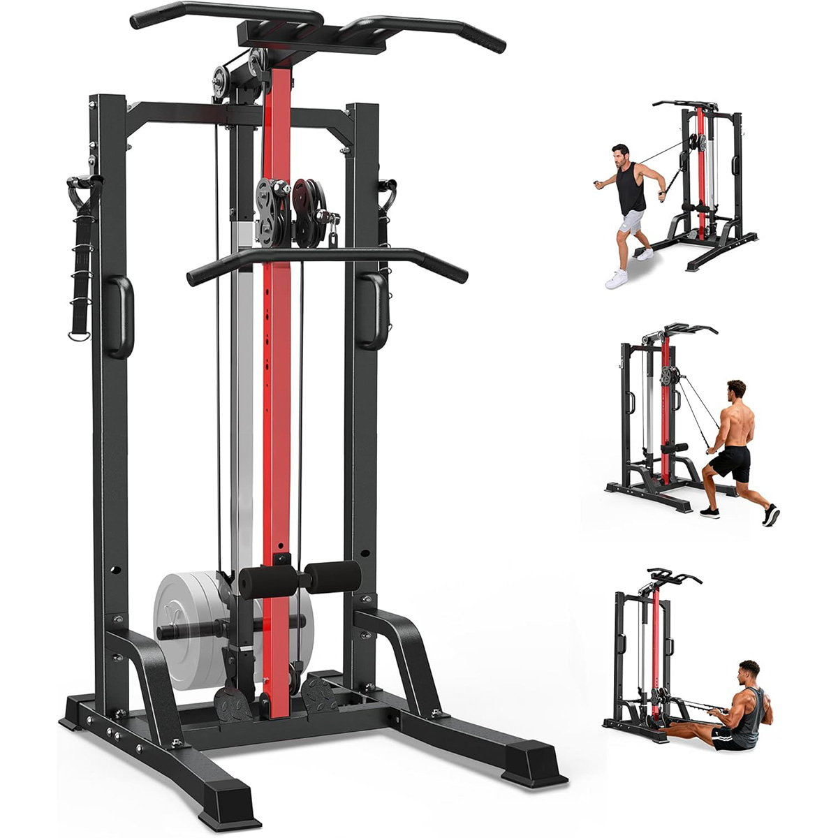 Home Gym Machine - Pooboo Heimfitnessgerät - Hoch-/Niederzugsystem für Latzug,