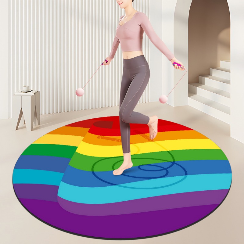 Home Gym Diy - Regenbogen-Spiral-Fitnessmatte – rutschfester Übungsteppich mit buntem