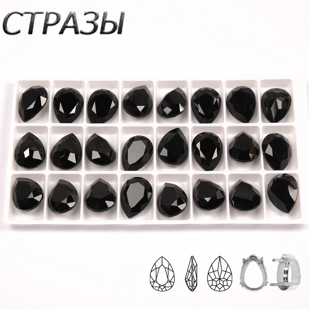 Home Gym Diy - Jet-Glas-Kristallmaterial, ausgefallene Nähsteine, Tropfenform, Schmuckherstellung, schwarzes